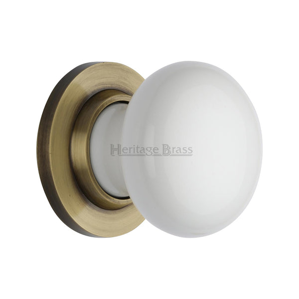 Plain White Porcelain Door Knob on Rose