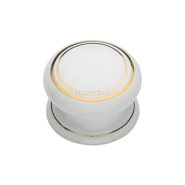 Porcelain Cabinet Knob Gold Line