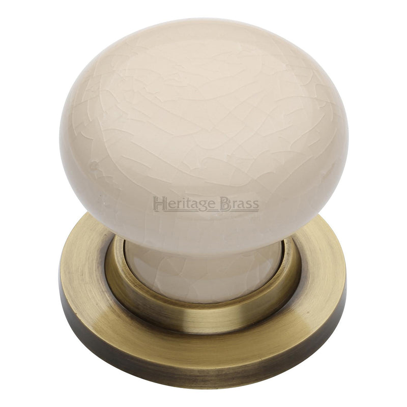 Cream Crackle Door Knob on Rose