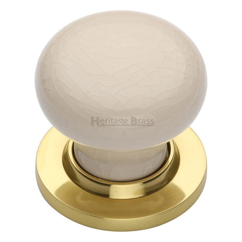 Cream Crackle Door Knob on Rose