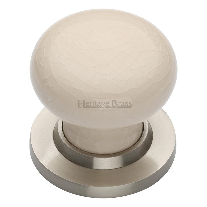 Cream Crackle Door Knob on Rose