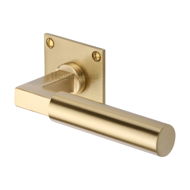 Bauhaus Low Profile Door Handle on Square Rose