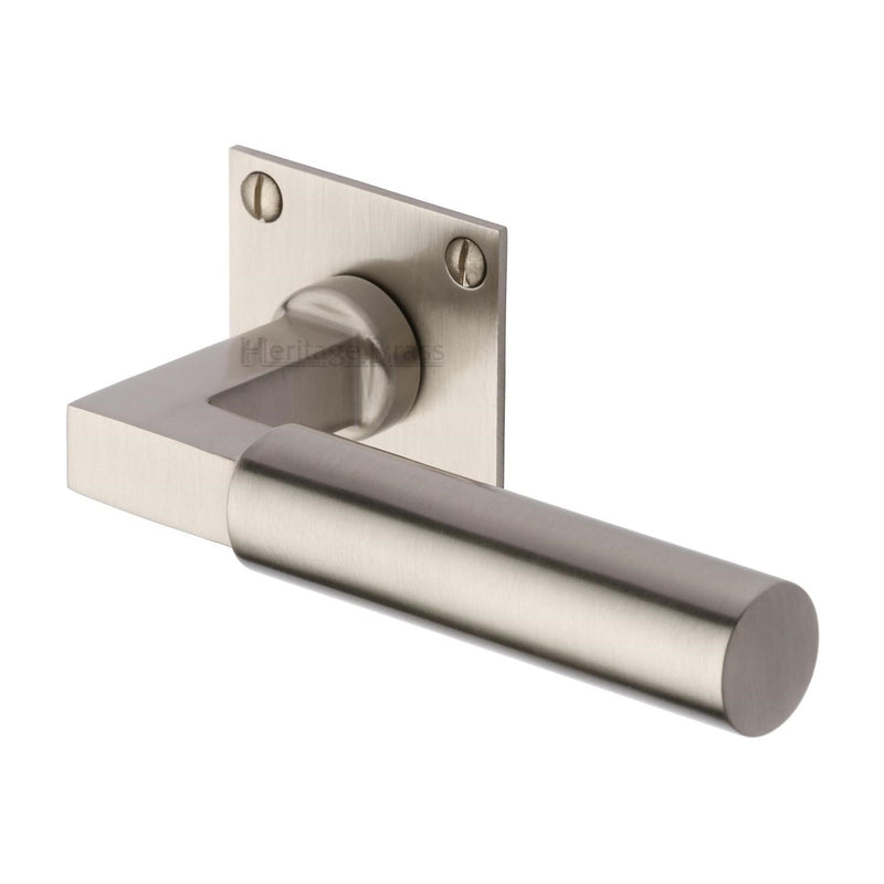 Bauhaus Low Profile Door Handle on Square Rose