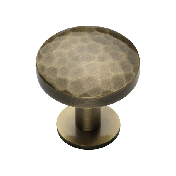 Round Hammered Cabinet Knob with Rose