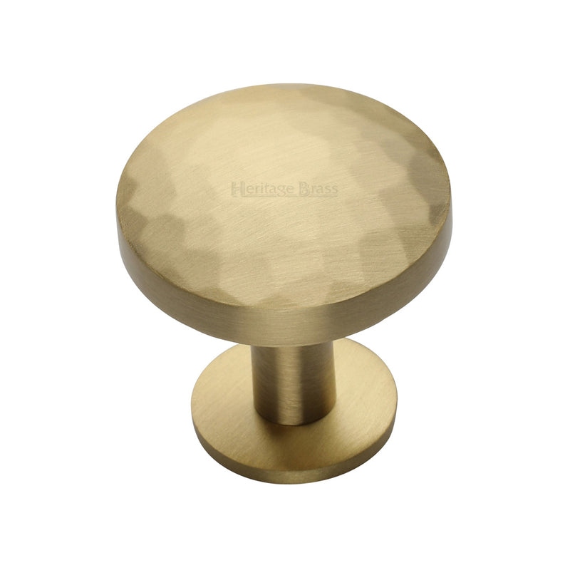 Round Hammered Cabinet Knob with Rose