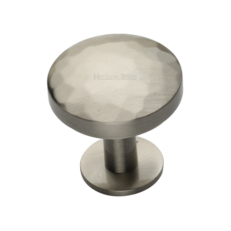 Round Hammered Cabinet Knob with Rose