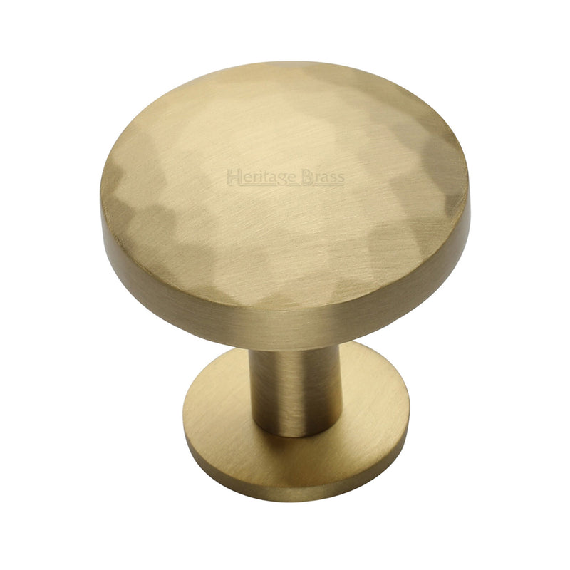 Round Hammered Cabinet Knob with Rose