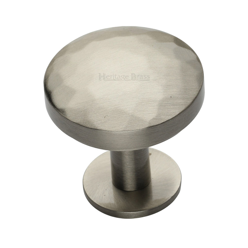 Round Hammered Cabinet Knob with Rose