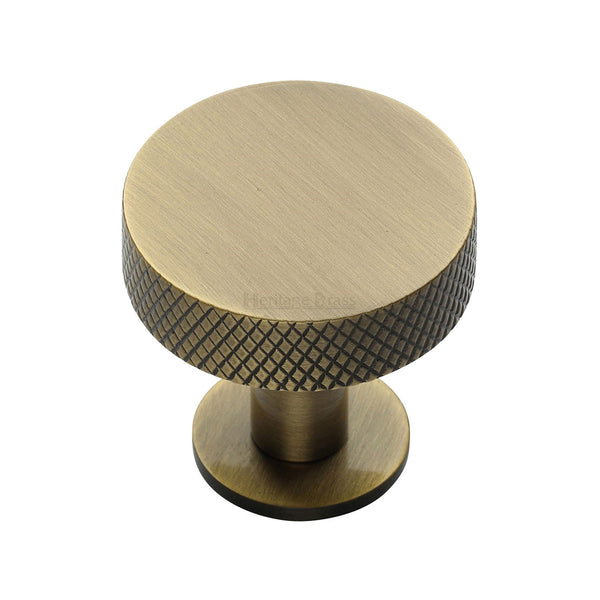 Knurled Disc Cabinet Knob with Rose