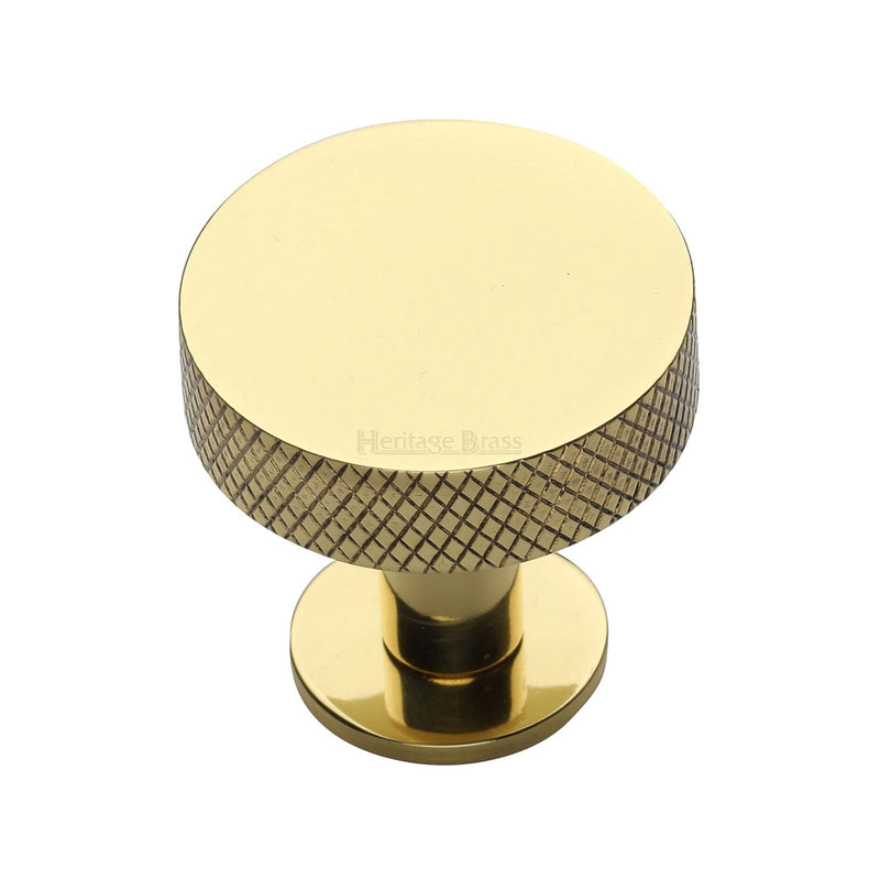 Knurled Disc Cabinet Knob with Rose