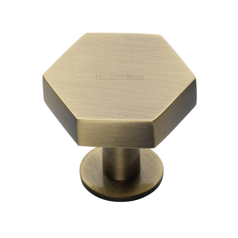 Hexagon Cabinet Knob with Rose