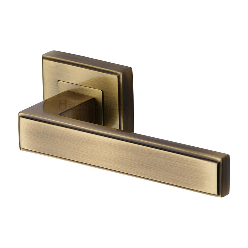 Linear Sq Door Handle on Square Rose