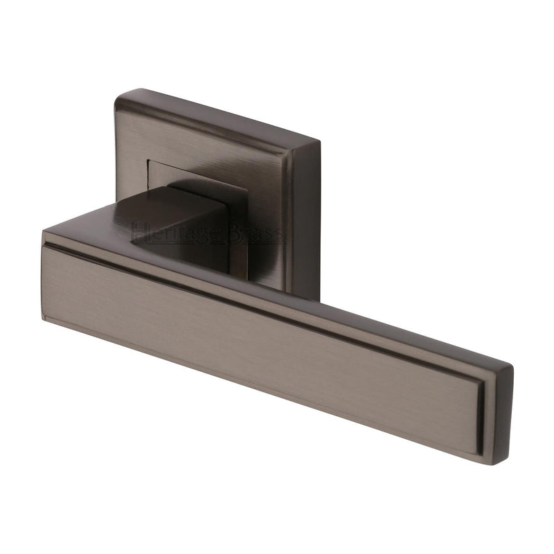 Linear Sq Door Handle on Square Rose