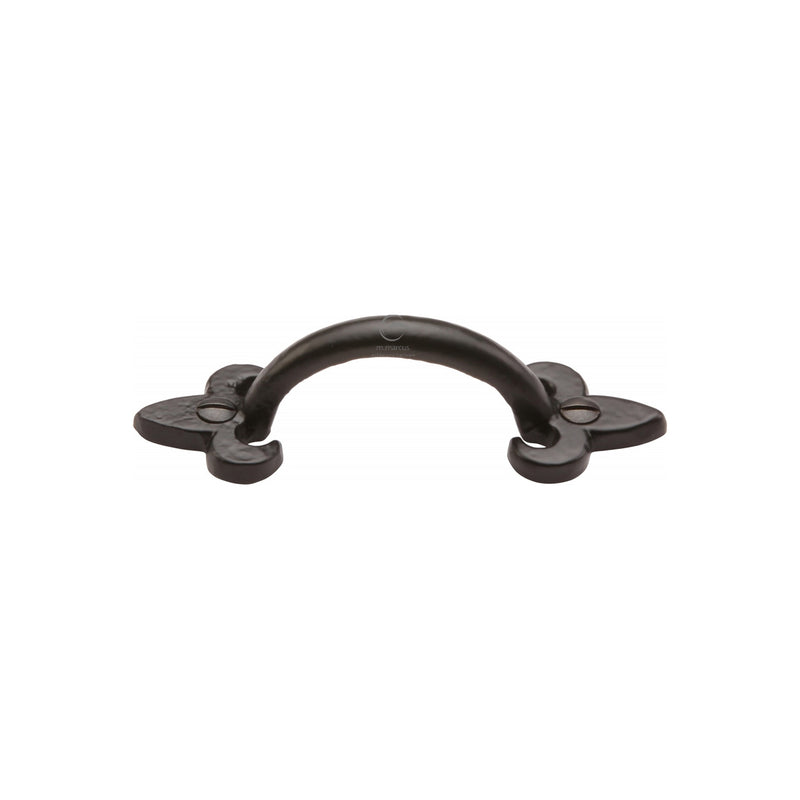 Matt Black Iron Fleur-de-lys Cabinet Pull Handle