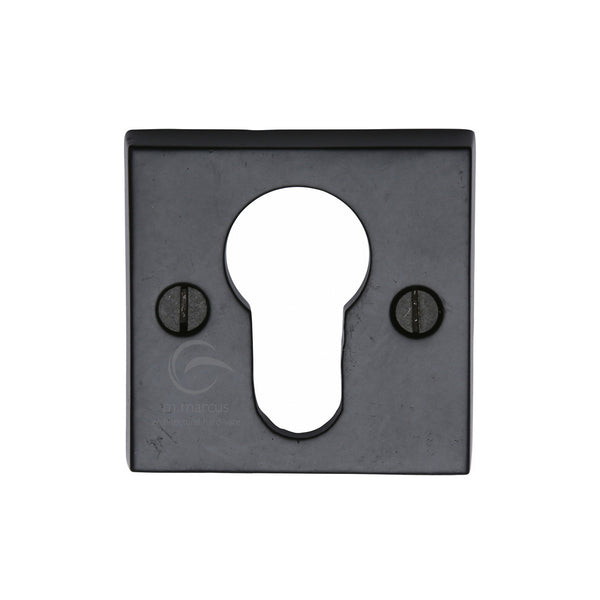 Euro Profile Cylinder Escutcheon Square Black Iron