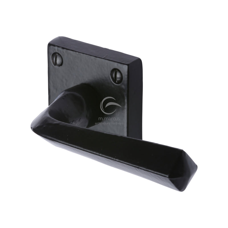 Black Iron Donnington Door Handle on Square Rose