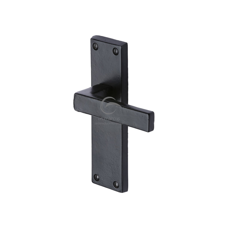 Black Iron Cheswell Door Handle on Plate