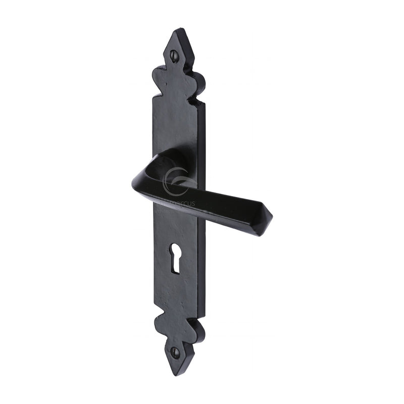 Black Iron Ironbridge Door Handle on Plate