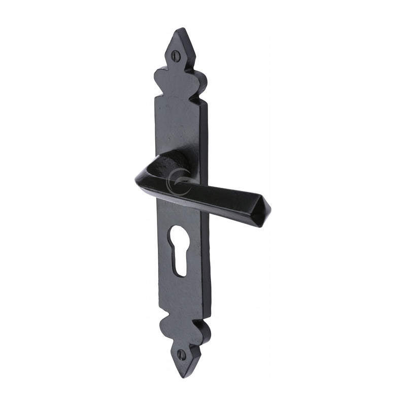 Black Iron Ironbridge Door Handle on Plate