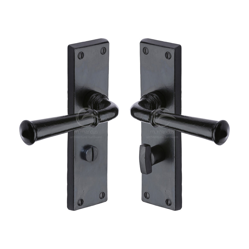 Black Iron Ashfield Door Handle on Plate