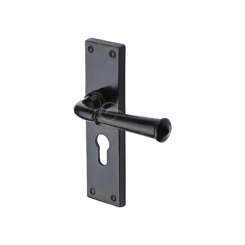 Black Iron Ashfield Door Handle on Plate