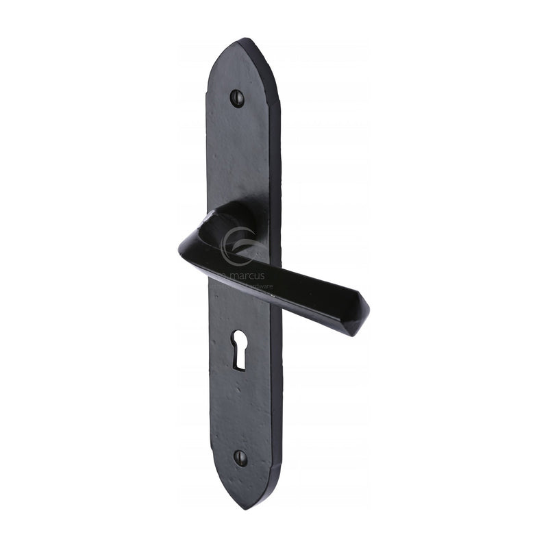 Black Iron Grafton Door Handle on Plate