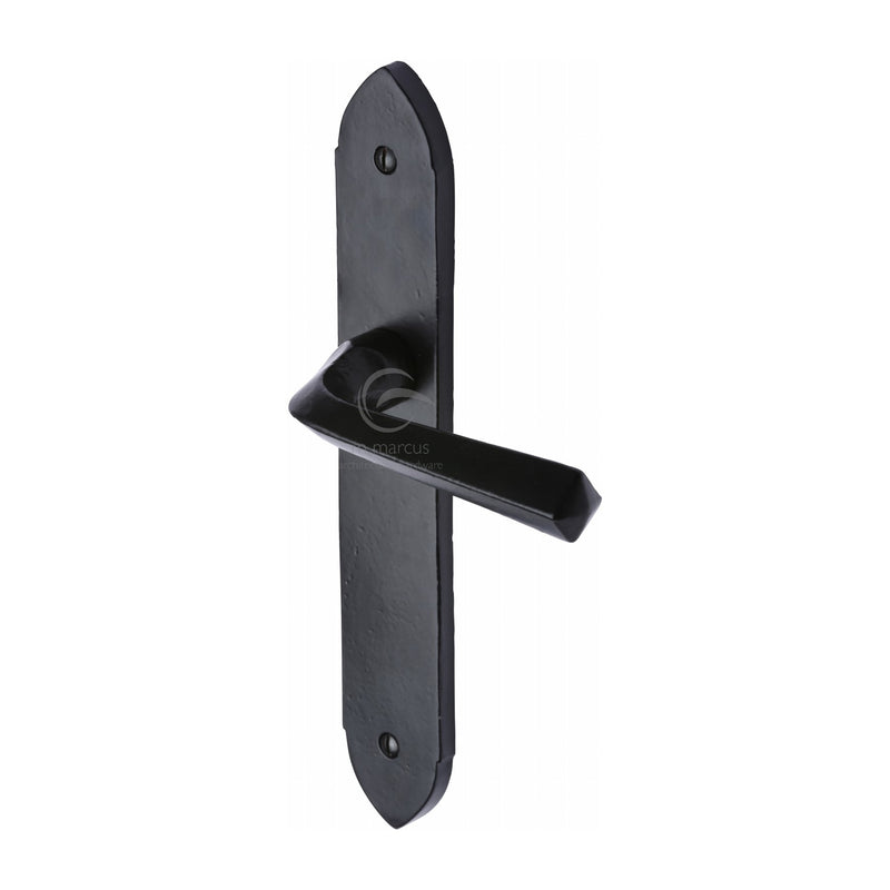 Black Iron Grafton Door Handle on Plate