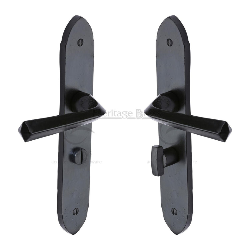 Black Iron Grafton Door Handle on Plate