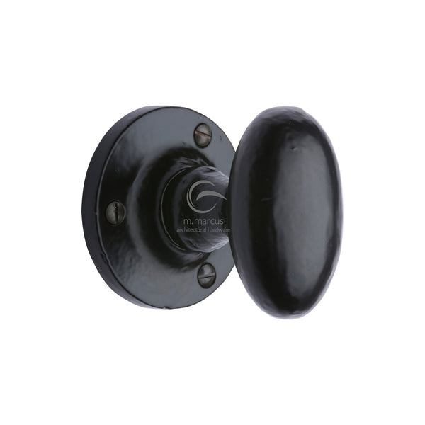 Knowle Door Knob on Rose Black Iron