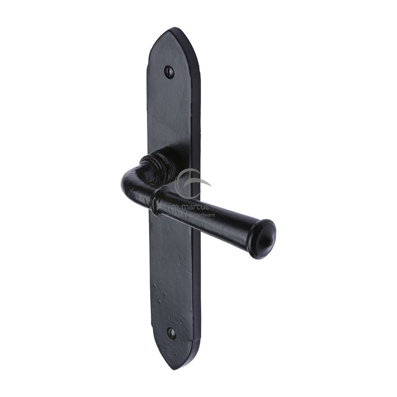 Black Iron Hadley Door Handle on Plate