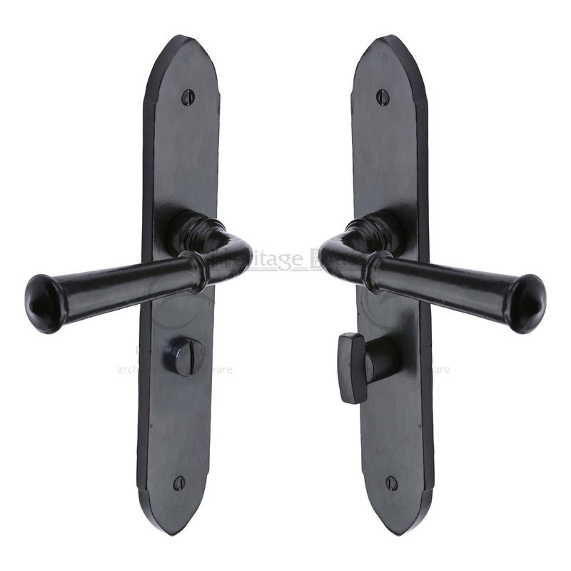 Black Iron Hadley Door Handle on Plate