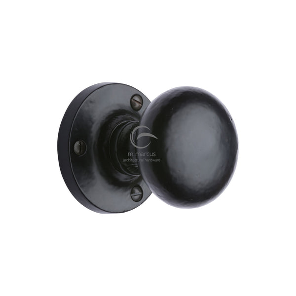 Alveley Door Knob on Rose Black Iron