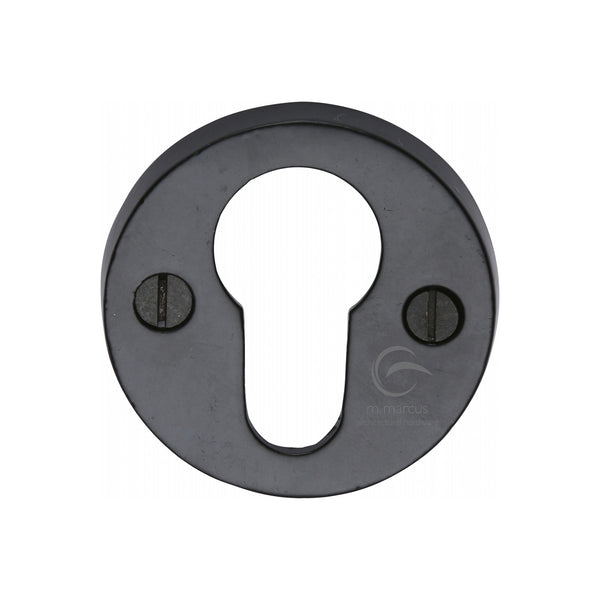 Euro Profile Cylinder Escutcheon Round Covered Black Iron