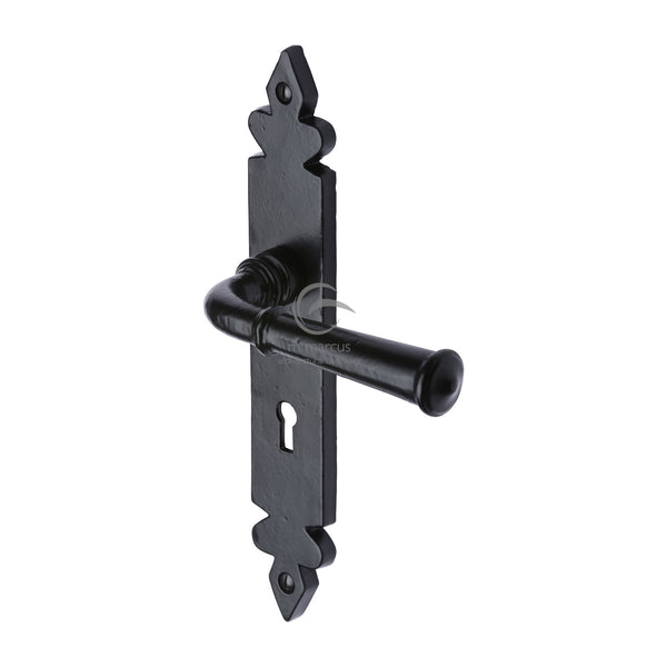 Black Iron Ludlow Door Handle on Plate