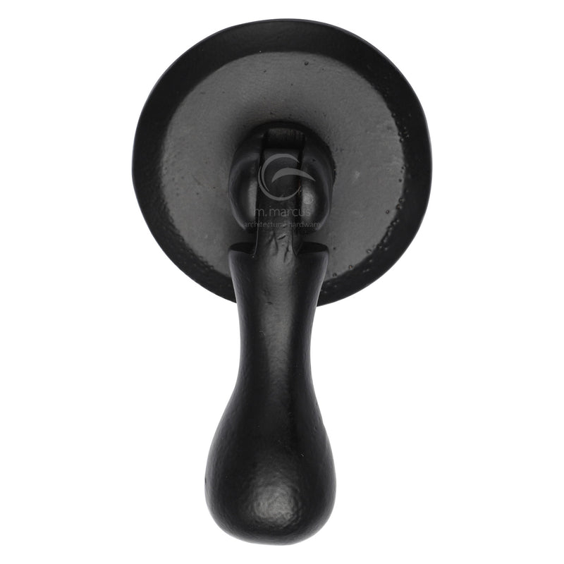 Matt Black Iron Cabinet Drop Pull On Round Plate