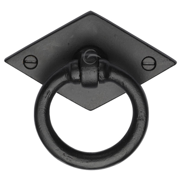 Matt Black Iron Diamond Cabinet Ring Drop Pull