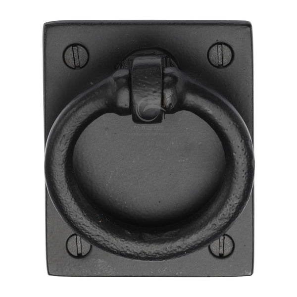 Matt Black Iron Rustic Ring Drop Pull On Plate