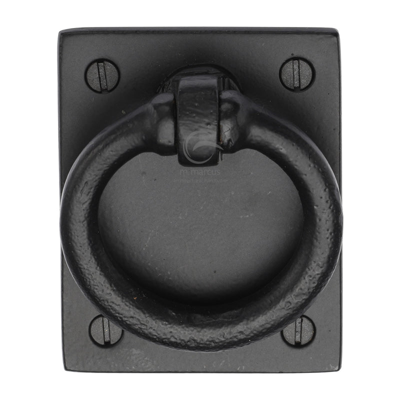 Matt Black Iron Rustic Ring Drop Pull On Plate