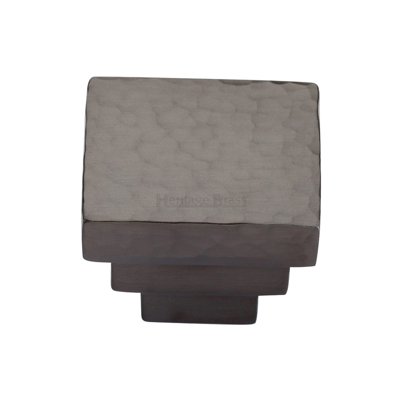 Square Stepped Cabinet Knob Hammered Design