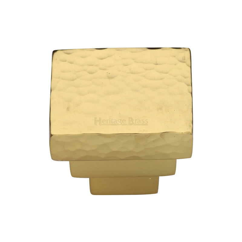 Square Stepped Cabinet Knob Hammered Design