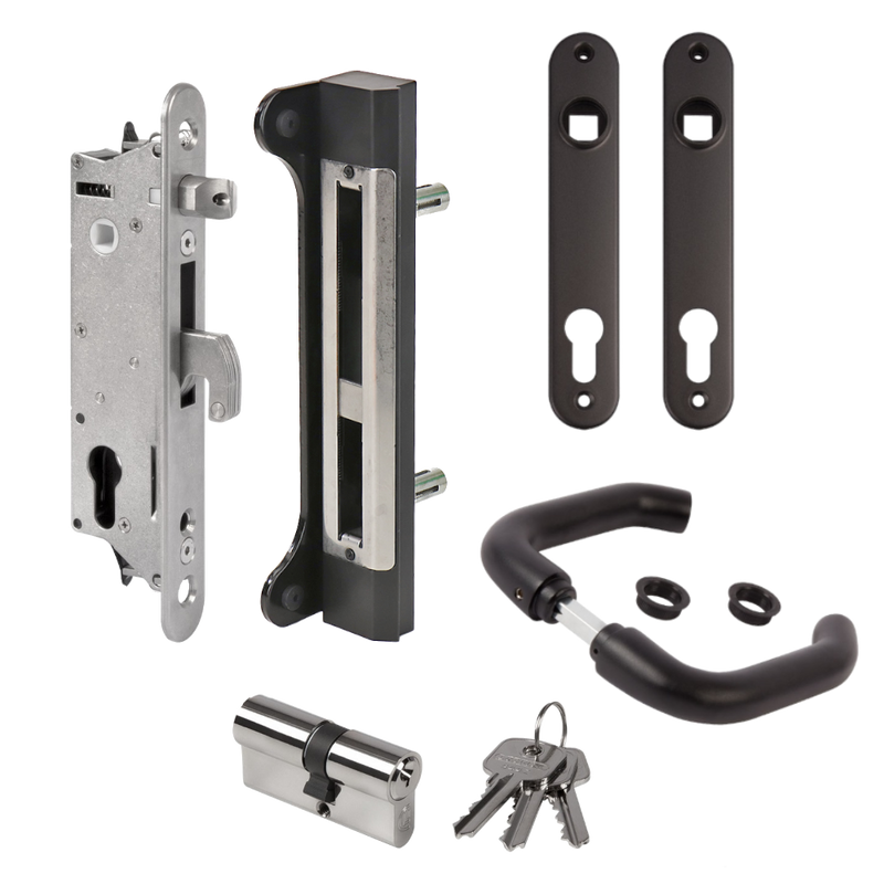 LOCINOX Gatelock Sixtylock Insert Set with Keep For 60mm Box Section Black