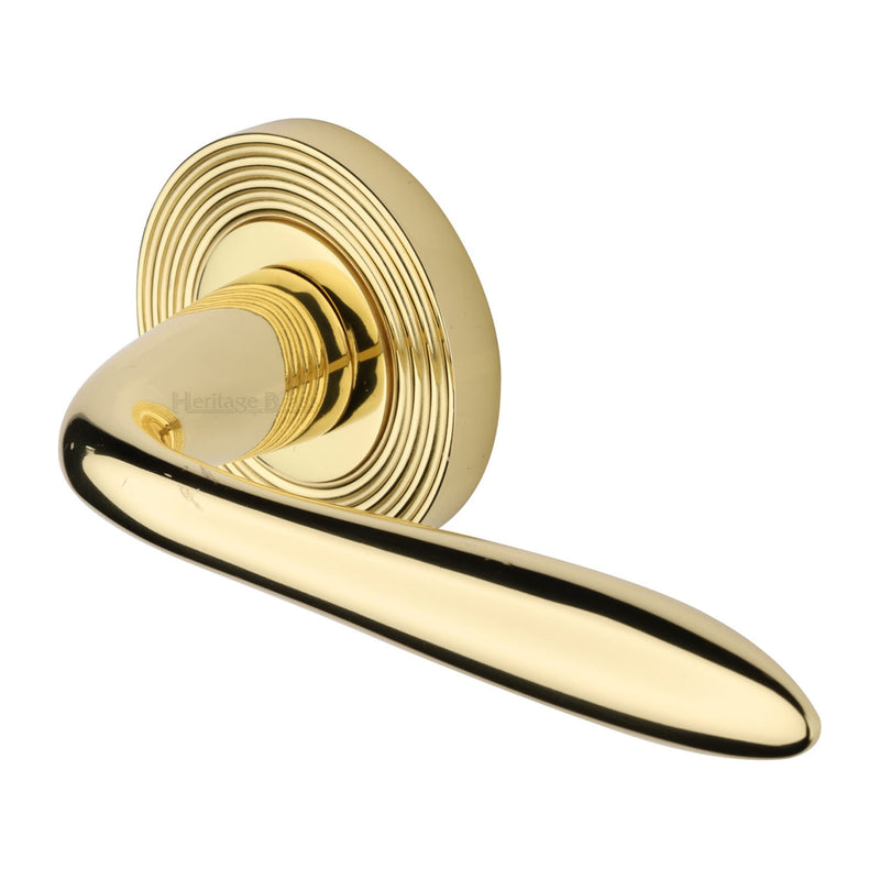 Sutton Reeded Door Handle on Round Rose