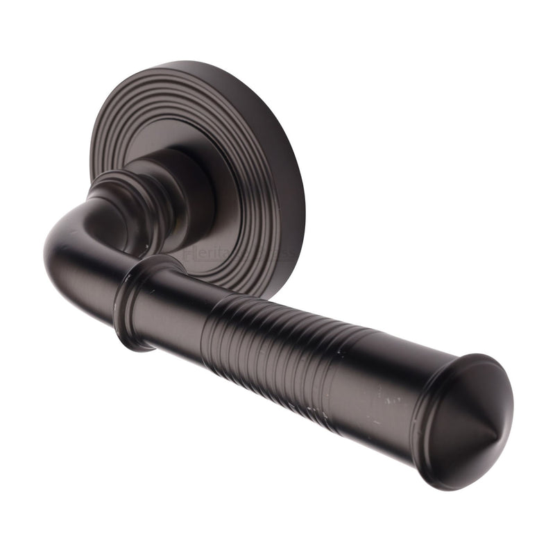 Bridgetown Reeded Door Handle on Round Rose