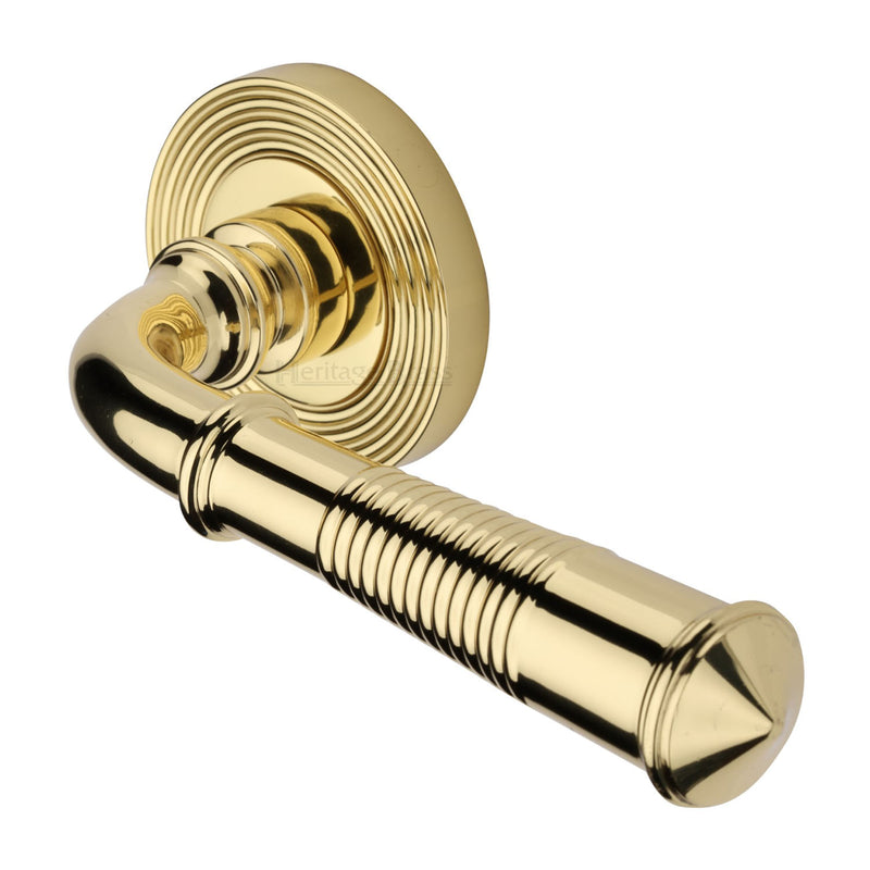 Bridgetown Reeded Door Handle on Round Rose