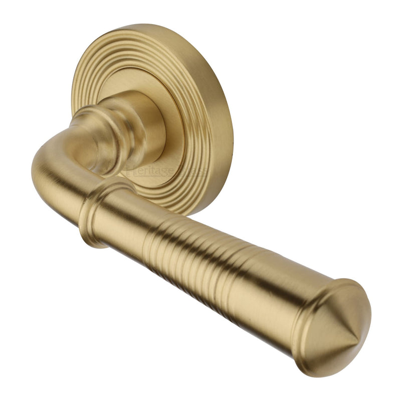 Bridgetown Reeded Door Handle on Round Rose