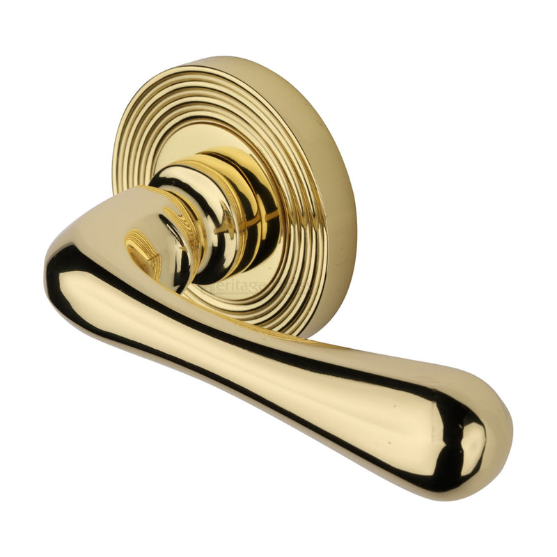 Charlbury Reeded Door Handle on Round Rose