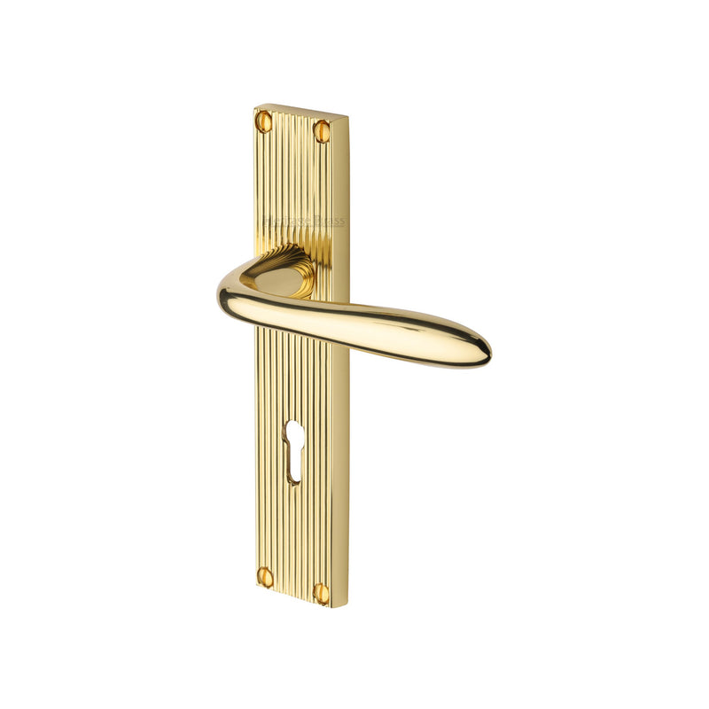 Sutton Reeded Door Handle on Plate