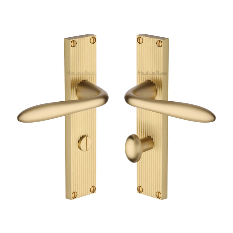 Sutton Reeded Door Handle on Plate