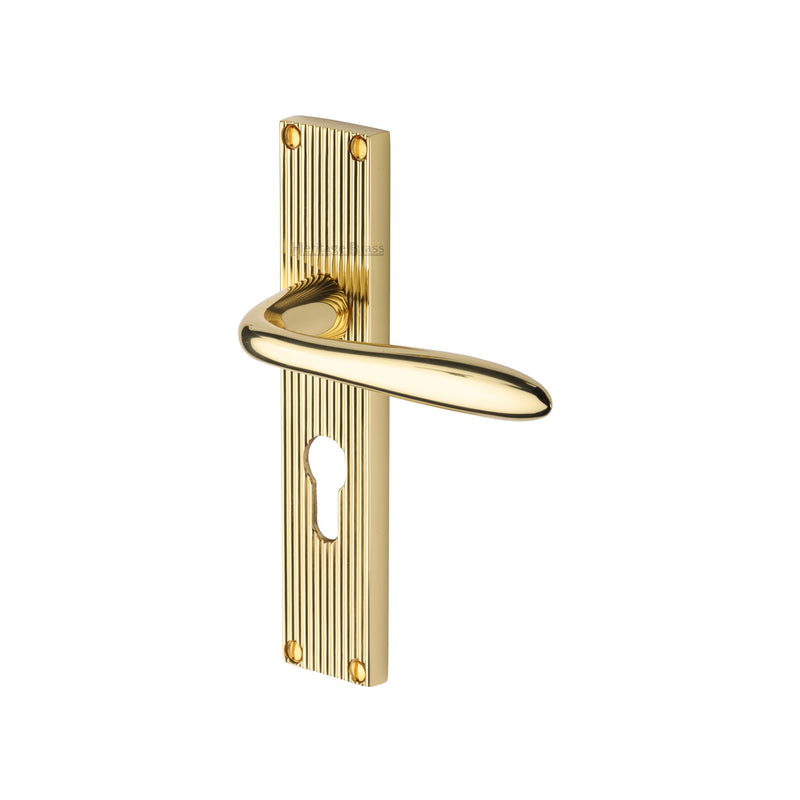 Sutton Reeded Door Handle on Plate