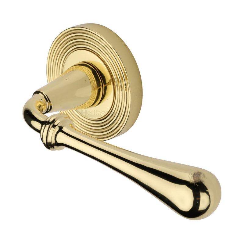 Roma Reeded Door Handle on Round Rose